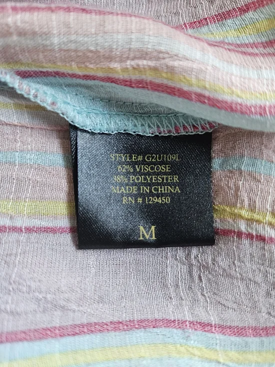 Lee Striped Boho Blouse Pastel Button Front Top - Picture 3 of 5